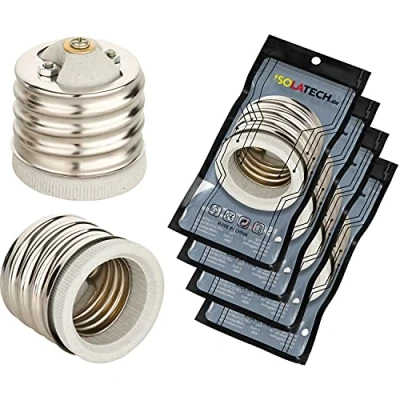 Imagen de ISOLATECH 4pcs E40 a E27 zócalo adaptador para casquillo de la lámpara LED convertidor lámparas bajo consumo (máx. 250V/2A) bombillas cocina baño base cerámica resistente al calor