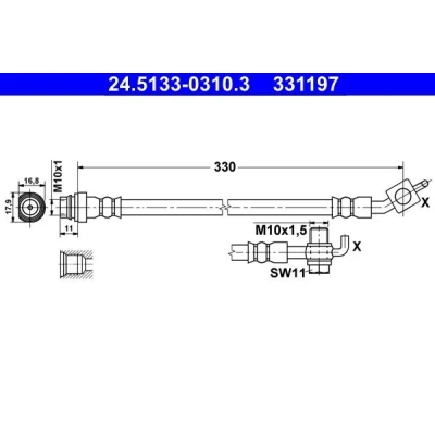 Imagen de ATE 24.5133 0310.3 Latiguillos de Freno 330 M10x1 FORD: S Max Mk1