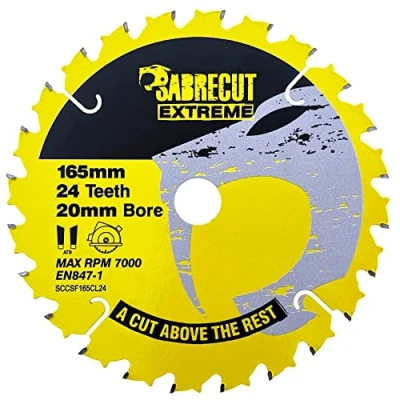 Imagen de SabreCut SCCSF165CL24,1 hoja de sierra circular inalámbrica 165 mm, 24 T x 20 compatible con Dewalt, Bosch, Makita y muchas otras marcas
