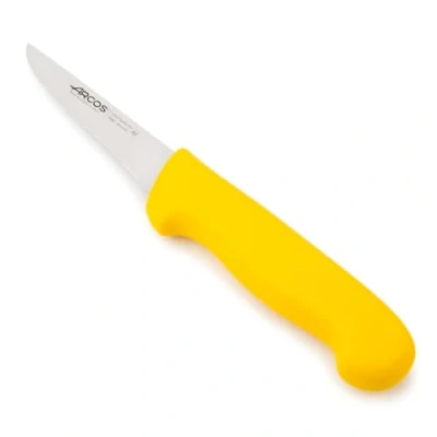Imagen de ARCOS 2900 Cuchillo Deshuesador con Hoja de Acero Inoxidable 100mm y Mango Polipropileno. Carnicero para Deshuesar Jamón Piezas Carne. Color Amarillo