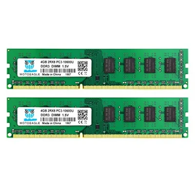 Imagen de 8GB Kit (2x4GB) DDR3 1333MHz PC3 10600 10600U Unbuffered Non ECC 1.5V CL9 2Rx8 Dual Rank 240 Pin UDIMM Memoria de Escritorio