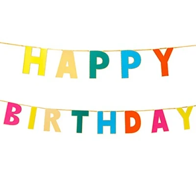 Imagen de Talking Tables Guirnalda de Feliz cumpleaños arcoíris Suministros decoración Fiesta Rainbow Happy Birthday Garland (3M), Papel, Rbgarland