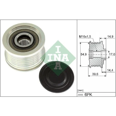 Imagen de INA 535 0368 10 Rueda Libre Alternador se requiere herramiente especial para montaje