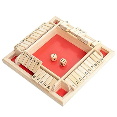 Imagen de Scucs Juego de Mesa Madera, 4 Jugadores, Shut The Box, Dados matemáticas Tradicional, Pub Board, para Viajes, Gran Familia,
