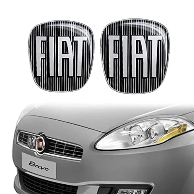 Imagen de Fiat 14186D 14187B Adhesivo 3D Reemplazo Logo Negro para Bravo, Frontal y Trasero