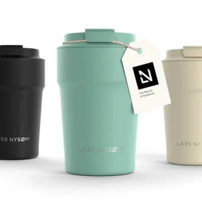 Imagen de LARS NYSØM Taza térmica café para llevar Termo de 0,5 litros con aislante Travel mug acero inoxidable a prueba fugas el y té (Aqua Turquoise, 500ml)