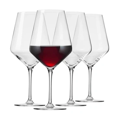 Imagen de Krosno Copas de vino cristal rojo Juego 4 650ml Colección Vanguardia Ideal para hogar, restaurante y fiesta Lavable en la lavadora