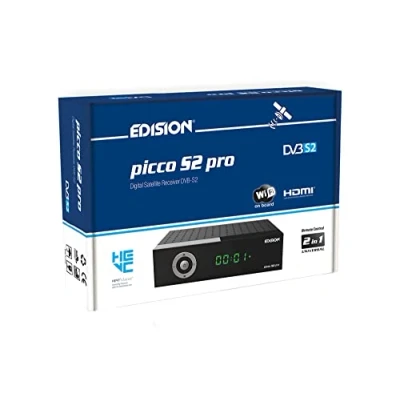 Imagen de EDISION Picco S2 Pro Full HD Receptor de satélite Digital DVB H.265 HEVC, WiFi a Bordo, Multistream, HDMI, SCART, SPDIF, USB, IR, Lector Tarjetas, Mando Distancia Universal 2en1