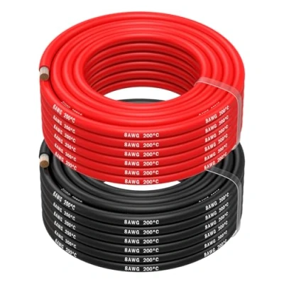 Imagen de MMOBIEL 8 AWG Cable Eléctrico de Silicona Gauge (8,37mm²) Cobre Estañado 2 Cables Separados Rojo y Negro Cada Uno 10 m para Refrigeras, Climatizador, Batería Coche, Soldadura