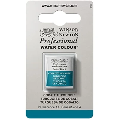 Imagen de Winsor &amp; Newton Acuarela Profesional Pintura De Acuarela, Alta Luminosidad, Resistente a la Luz, Calidad Archivo, 1/2 Godet, Color Turquesa Cobalto ROW