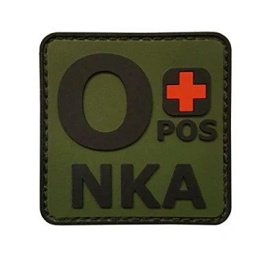 Imagen de Olive Drab OPOS O+ NKA OD Blood Type No Known Allergies Morale PVC Rubber Fastener Patch