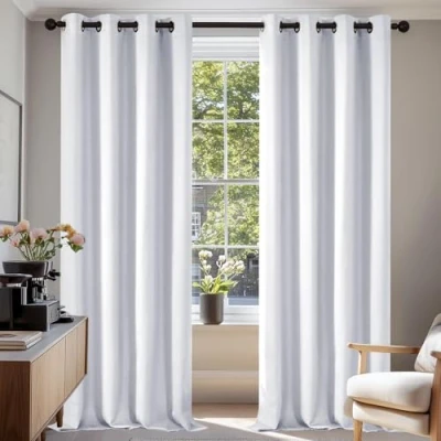 Imagen de Deconovo Cortinas Dormitorio Aislantes Termicas Salon Modernas Opacas Gruesa Decoración Hogar con Ojales 140 x 210 cm Gris Perla