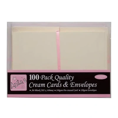 Imagen de Anita&#039;s Docrafts Paquete de 100 tarjetas y sobres A6, crema