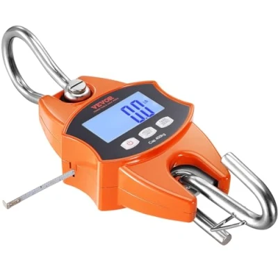 Imagen de VEVOR Báscula Colgante Industrial 400 kg de Grúa Digital Carcasa Aluminio Fundido Pantalla LCD Mini Gancho Alta Precisión para Granja, Caza, Pesca, Garaje al Aire Libre, Naranja