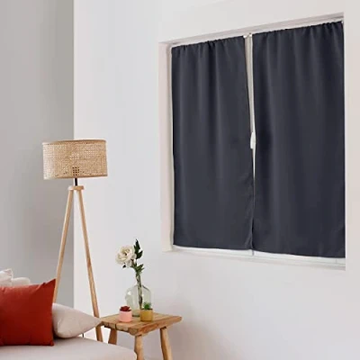 Imagen de ED ENJOY HOME Cortina de Cristal Opaca, Pase Barras, Gris Oscuro, 60 x 120 cm, 100% poliéster, Tejido Certificado Oeko Tex, colección Regaliz