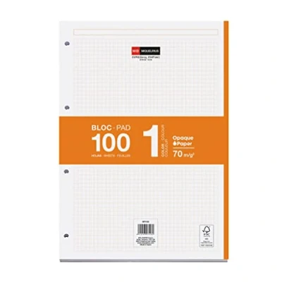 Imagen de Miquelrius Recambio Hojas A4, 100 Hojas, Cuadrícula 5 mm, 4 Taladros, Color Naranja