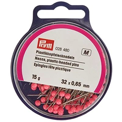 Imagen de Prym Alfileres Rectos con Cabeza de plástico V2A 0,65 x 32 mm neón, Metal, Rosa, Talla única
