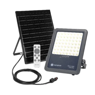 Imagen de Aigostar Foco proyector LED solar con control remoto,Focos solare de 300W,3000LM,luz blanca fría 6500K,IP65 impermeable Luz exterior,para jardín,terrazas,caminos,garajes,cable 2M