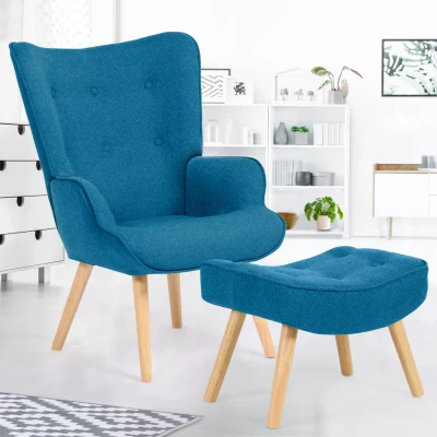 Imagen de IDMarket Ivar Sillón escandinavo con reposo, color azul