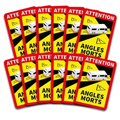 Imagen de Pegatinas de Attention Angles Morts 25 x 17 cm para vehículos obligatorios a Partir 3,5 t Advertencia ángulo Muerto R145 (Autocaravana, 12 Unidades)