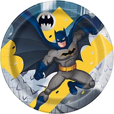 Imagen de Unique Batman Platos de Papel Ecológicos 23 cm Fiesta Paquete 8, Multicolor, M (77515EU)