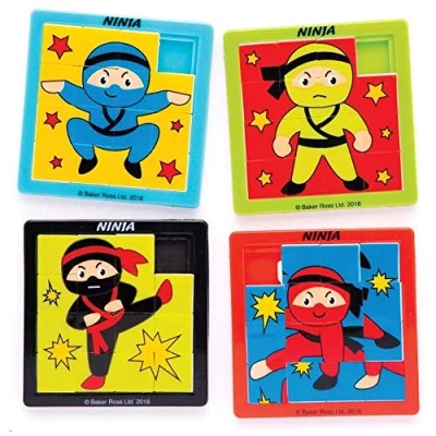 Imagen de Baker Ross Puzles deslizantes de ninjas (Pack 4) para bolsas sorpresa o como idea regalo infantil