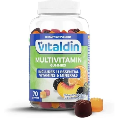 Imagen de VITALDIN Multivitaminas gummies Complemento Alimenticio para Mujer y Hombre Adulto con 11 Vitaminas &amp; Minerales 70 gominolas (suministro 1 mes), sabor a Frutas Vitalidad Inmunidad