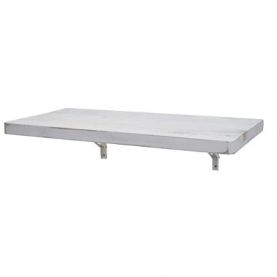 Imagen de Mendler HWC H48 Mesa plegable para pared, madera maciza, 100 x 50 cm, color blanco