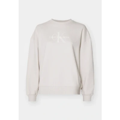 Imagen de Calvin Klein Jeans Glossy Monologo Regular Crewneck Sudadera, Mujer, Talla: 3XL, Moonbeam