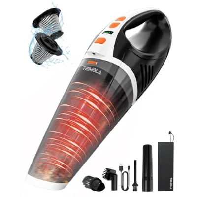 Imagen de TEMOLA Aspirador De Mano, Aspiradora Mano con Motor Sin Escobillas, 15000PA Coche Alta Potencia, Mini para 2 Velocidades LED, La Limpieza del Hogar