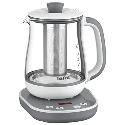Imagen de Tefal Tastea máquina de té, 8 ajustes temperatura, capacidad 1,5 L, cesta té extraíble acero inoxidable, mantenimiento caliente, cuerpo cristal resistente, base autónoma 360 BJ551B10