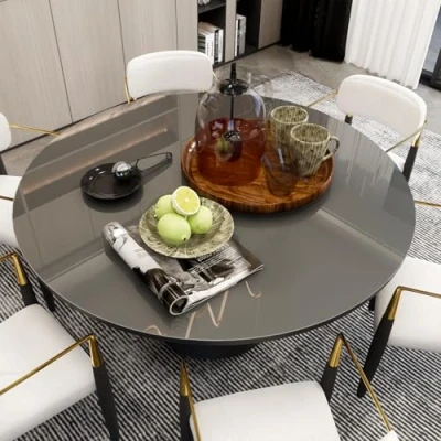 Imagen de Mayda Protector de mesa redondo transparente 2 mm grosor PVC con bordes redondeados, mantel a medida o disponible en varios tamaños (diámetro 80 cm)