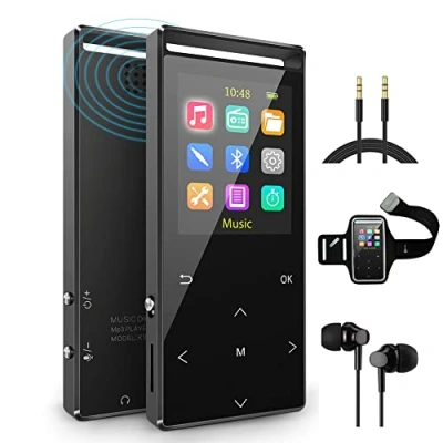 Imagen de Reproductor MP3 Bluetooth 64 GB con Brazalete Deportivo, Line in Rip Music,FM,HiFi,reproducción aleatoria, Carcasa de Metal, Mate,Embalaje Navidad