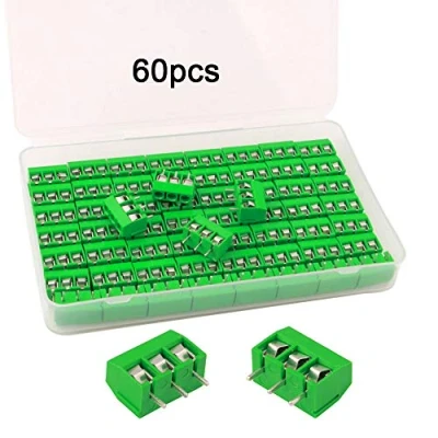 Imagen de FULARR® 60Pcs Premium 3 Posición Pines Plug In PCB Terminal Bloque, 5.08mm Pitch Montaje Tornillo Bloque Conector (300V / 10A, Verde)