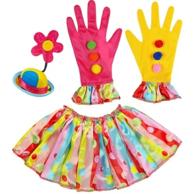 Imagen de W WIDMANN MILANO Party Fashion Juego de disfraz payaso, mini sombrero, cuello y guantes, circo, carnaval, fiesta temática, cumpleaños