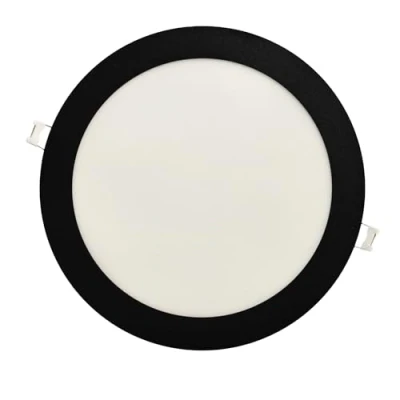 Imagen de Jandei Downlight LED 18W Redondo, Plano Empotrable, 1440 Lum, Interior IP20 con Marco Acabado Negro, Hueco Corte Ø 200 205 mm, Extraplano 13mm, Transformador Incluido (Blanco Cálido 3000k)