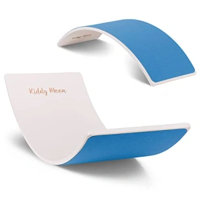 Imagen de KiddyMoon Tabla De Equilibro Para Niños Montessori BB 002, Blanco/Azul Fieltro