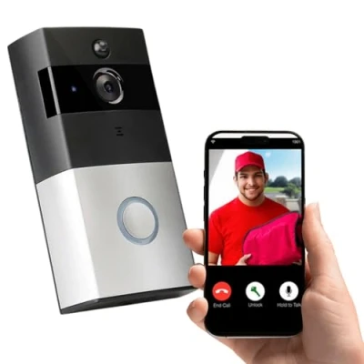 Imagen de Home&gt;it® Video Timbre con WiFi y App Cámara HD 720p, Visión Nocturna, Audio Bidireccional, Detección de Movimiento, Vista en Vivo, Protección Antirrobo Plata