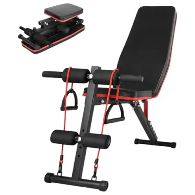 Imagen de Banco de Mancuerna Plegable Inclinable Pesas Musculación Multifuncional para Entrenamiento Completo Máquina Fitness Gimnasio Hogar