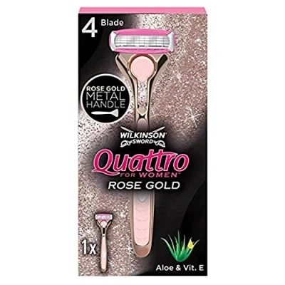 Imagen de Navaja Wilkinson Sword Quattro para mujer en oro rosa