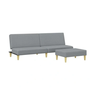 Imagen de vidaXL Sofá Cama de 2 plazas con Taburete Tela Gris Claro