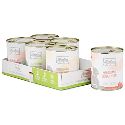 Imagen de MjAMjAM comida húmeda premium para gatos paquete mixto I pollo, ternera, corazones, de 6 (6 x 800g), sin cereales con carne extra