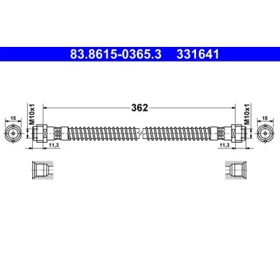 Imagen de ATE 83.8615 0365.3 Latiguillos de Freno 362mm