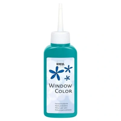 Imagen de KREUL 42742 Window Colour turquoise 80 ml, pintura al agua para ventanas, con superficie texturizada, cristales, espejos, azulejos y otras superficies lisas