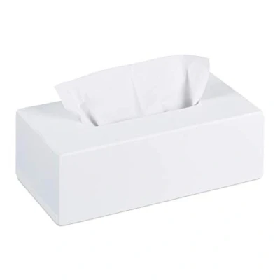 Imagen de Relaxdays Caja Toallitas Húmedas, Portapañuelos de Bambú, Dispensador Pañuelos 9x27,5x15,5 cm, Blanco