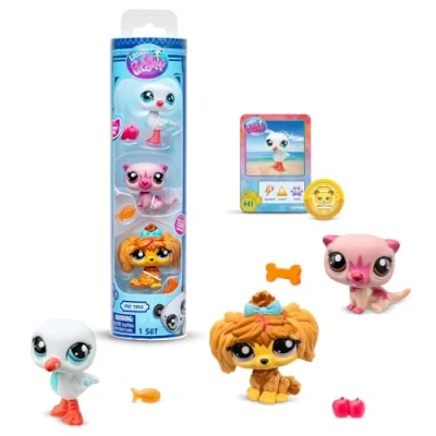 Imagen de BANDAI Littlest Pet Shop Pack 3 Country Pets BF00617 Set de Mascotas, Accesorio, Tarjeta coleccionista y código Virtual, Generación 7, Mascotas #43 #118 #111, Niños 4 Anos+