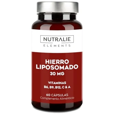 Imagen de Hierro Liposomado Suplemento 30mg Máxima absorción Vitaminas C A B6 B12 + Ácido Fólico Cansancio y Fatiga Liposomal Iron 60 Cápsulas Nutralie