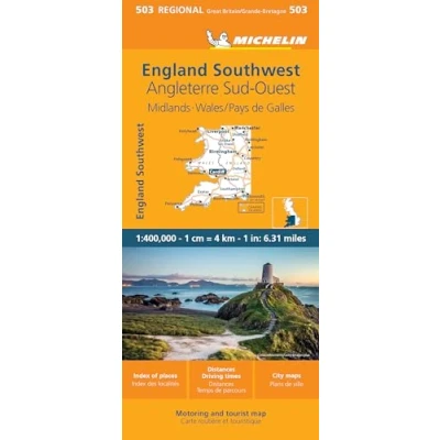 Imagen de MAPA REGIONAL ENGLAND SOUTHWEST, MIDLANDS, WA 2024: Straßen und Tourismuskarte 1:400.000: 503