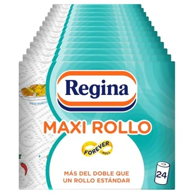 Imagen de Regina Maxi Rollo Papel de Cocina Paquete 24 Rollos Equivalentes a 72 Estándar, 100 Hojas Decoradas 2 Capas, Extra Absorbentes, Envase Reciclable, 100% Certificado FSC