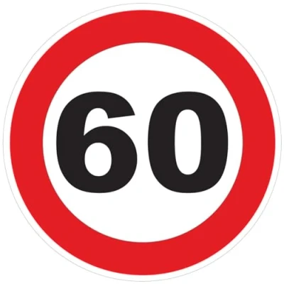 Imagen de Pegatina de limitación Velocidad autocares Círculo Rojo Tractor Peso Pesado Disco Camión 60 KM/H Adhesivo 15 cm Diámetro